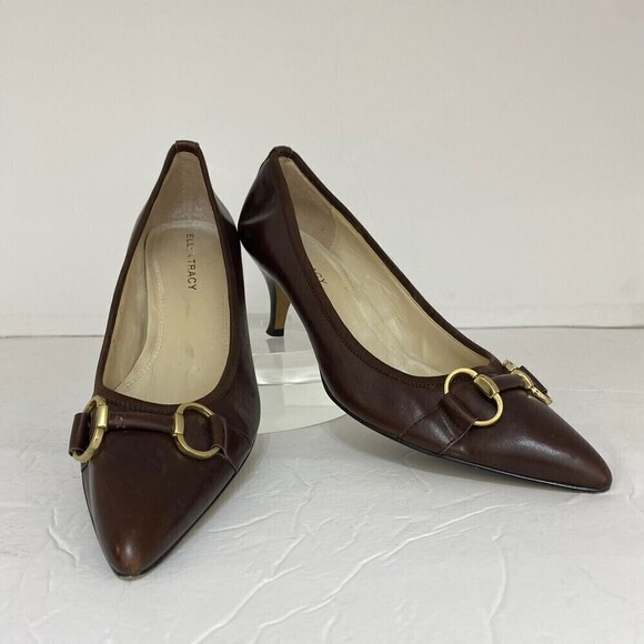 Ellen Tracy Bogie Brown Heels Size 8.5M - Picture 1 of 7